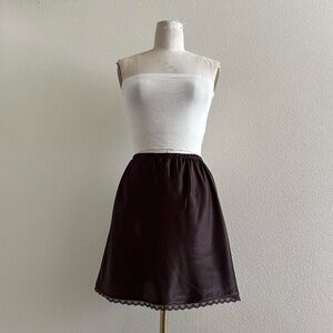handmade brown satin lace mini skirt